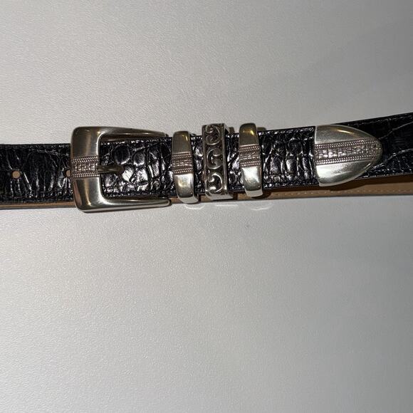 Streets Ahead Modern Western Gator Black Leather Belt Silver Buckle Large 36130 main image 6